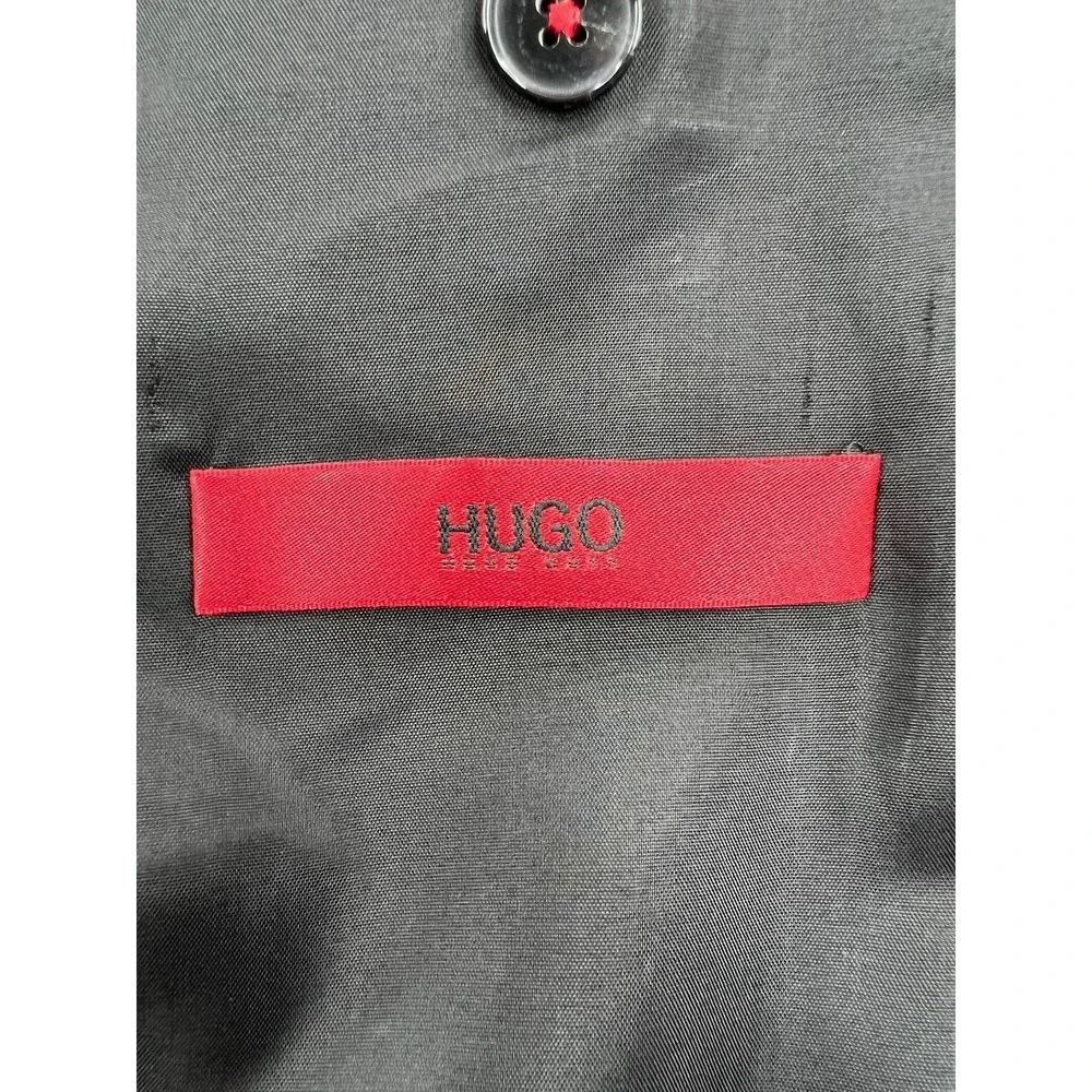 HUGO BOSS Suit Jacket Mens 40R (EU 50) Gray Check Wool 2 Button Blazer Bulgaria
